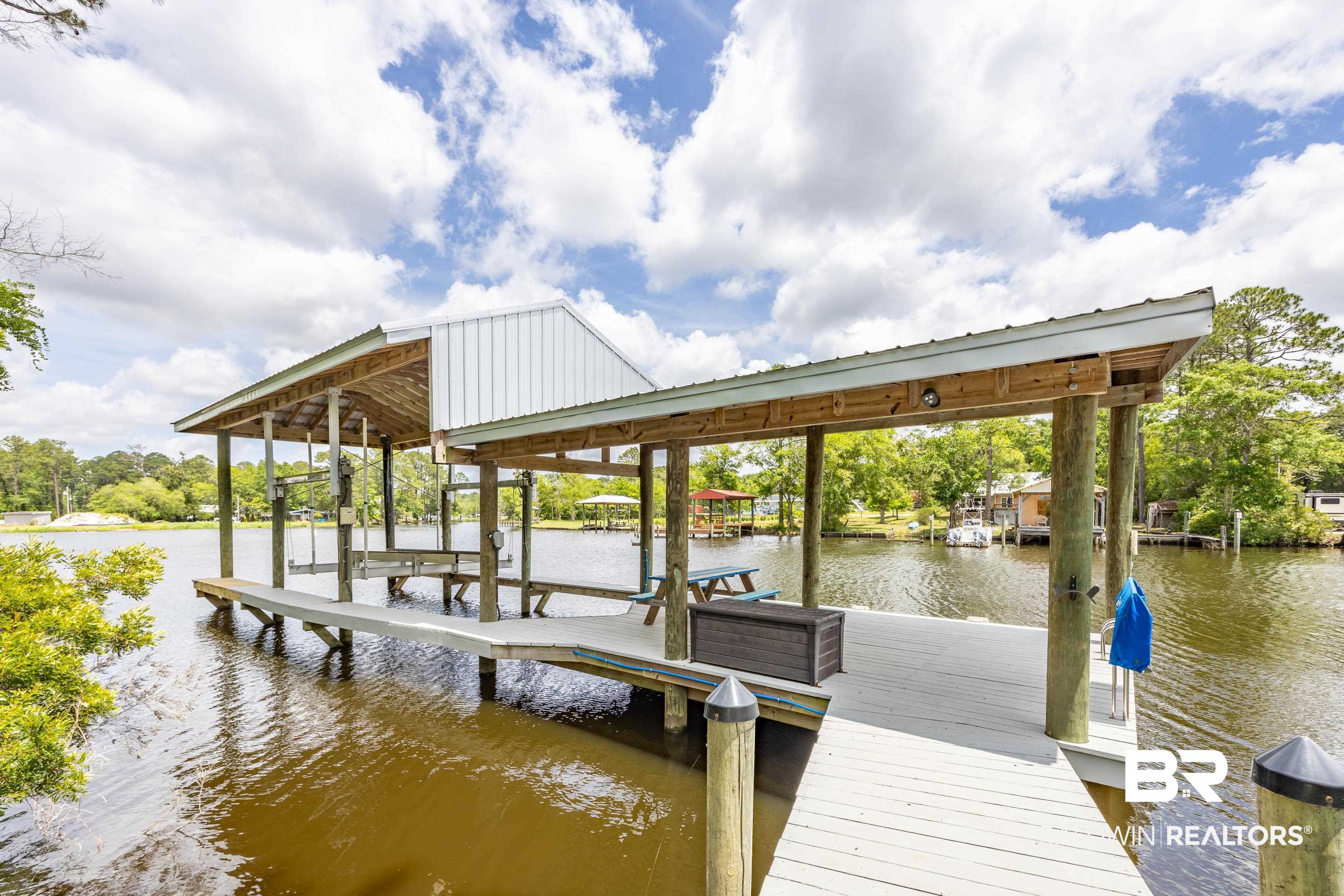 9771 Clarke Ridge Road Foley, AL 36535 - Photo 18 of 72 View of the dock with a boat lift and a water view.