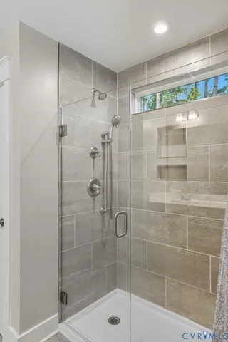a bathroom with a shower