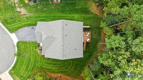an aerial view of a house