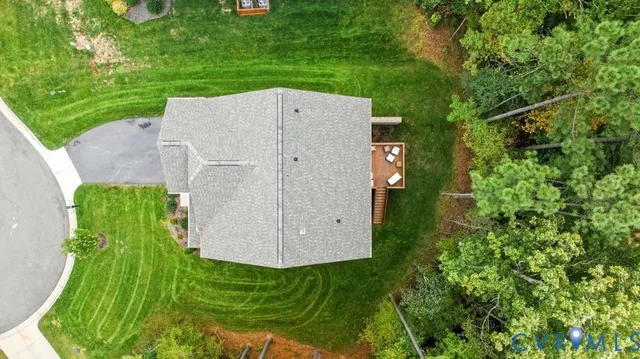 an aerial view of a house