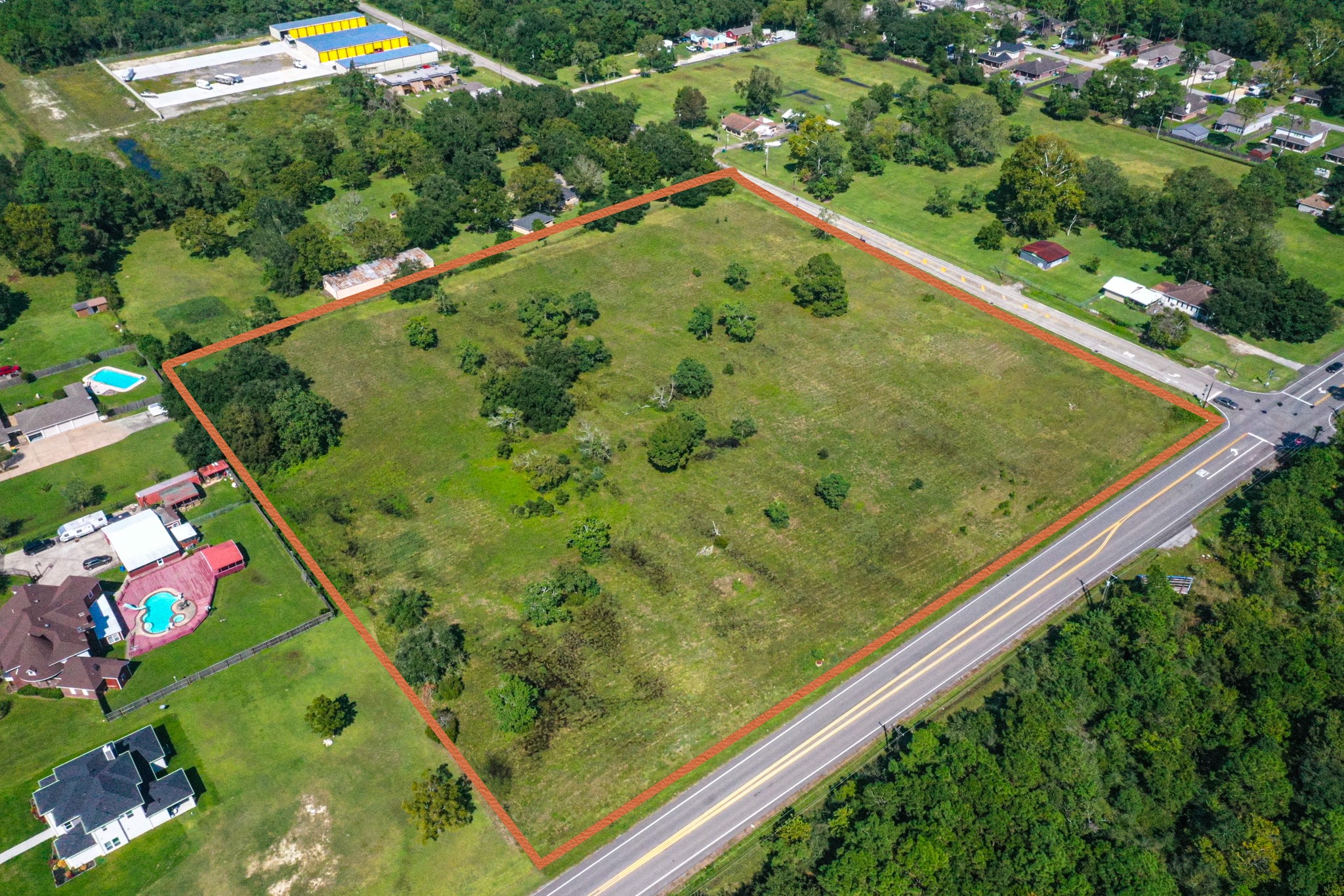 0 Main Street La Marque, TX 77568 - Photo 2 of 7 Aerial view showing corner of FM519 (Main Street) and Vauthier Rd in relationship to surrounding community.