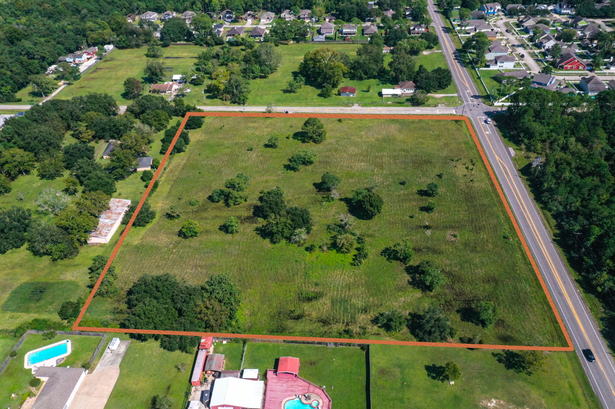 0 Main Street La Marque, TX 77568 - Photo 3 of 7 Aerial view showing corner of FM519 (Main Street) and Vauthier Rd.