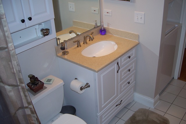 43 Foxcroft Road, Unit 103 Naperville, IL 60565 - Photo 13 of 18 a bathroom with a sink vanity and mirror