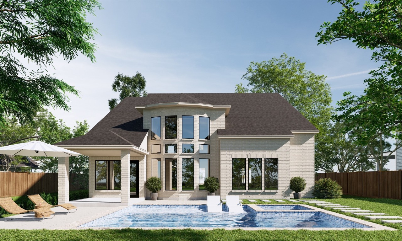 8017 Turquoise Lane Houston, TX 77055 - Photo 2 of 28 Artist Rendering of Backyard. Pool and Backyard Sod Not Included In Home.