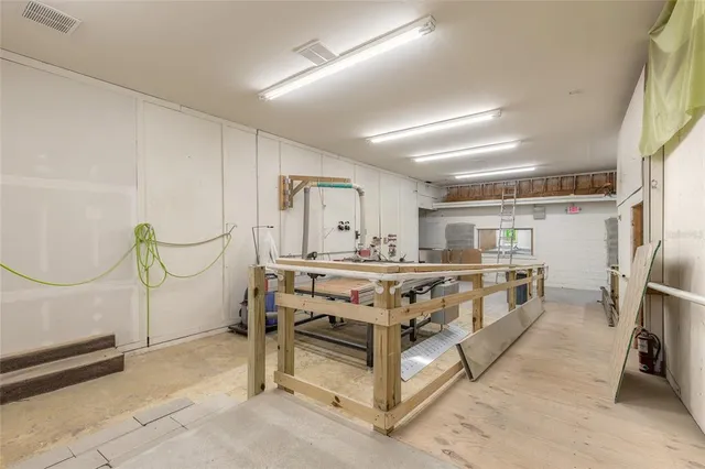 a view of a room with racks