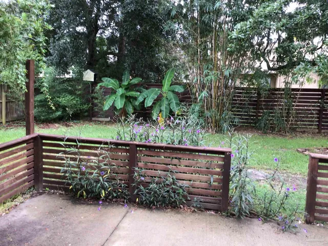 a view of a street with plants