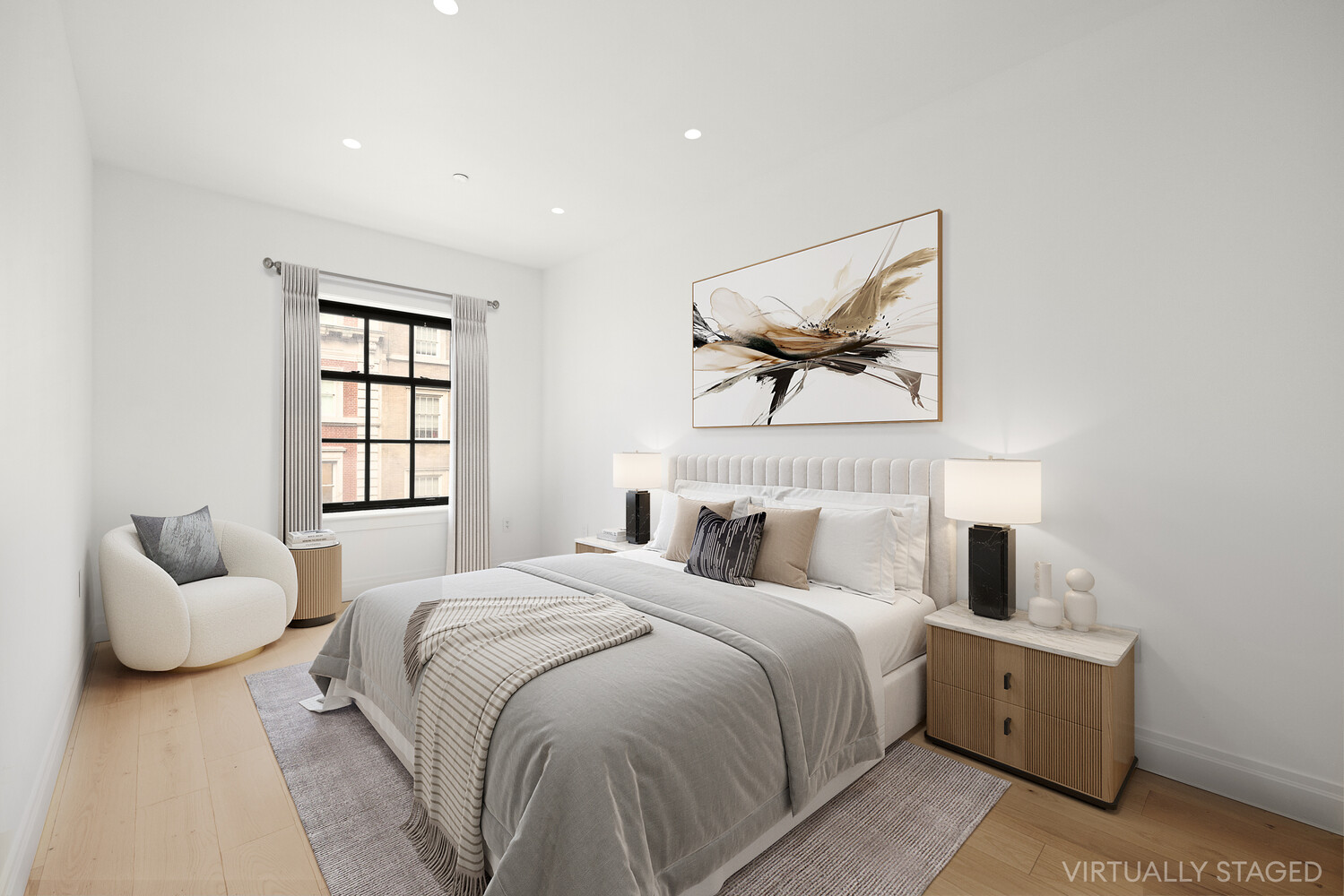 46 East 65th Street, Unit 4 Manhattan, NY 10065 - Photo 4 of 18 a bedroom with a bed and glass window