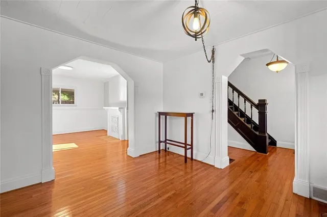 a view interior of a house with wooden floor