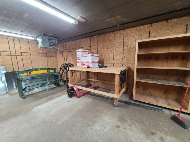 a view of a room with shelves