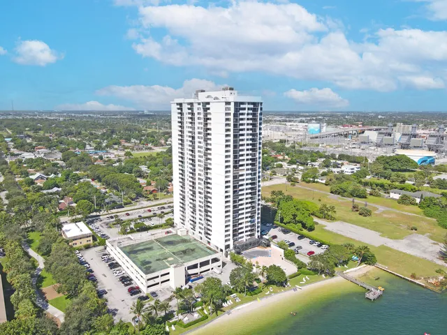 a view of a city with ocean