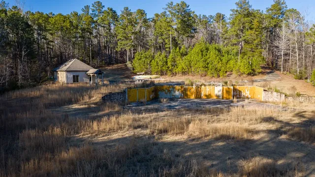 a view of a lake in middle of forest
