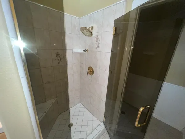 a bathroom with a shower