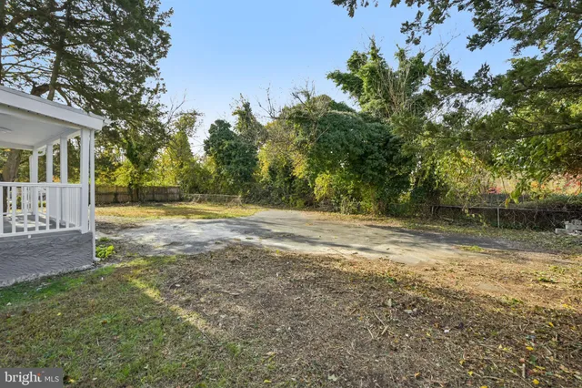 a view of backyard of house with green space