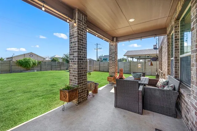 a building outdoor space with patio