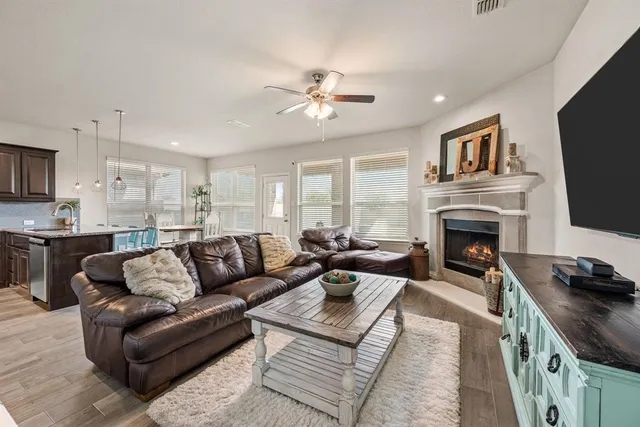 an aerial view of a house with a garden