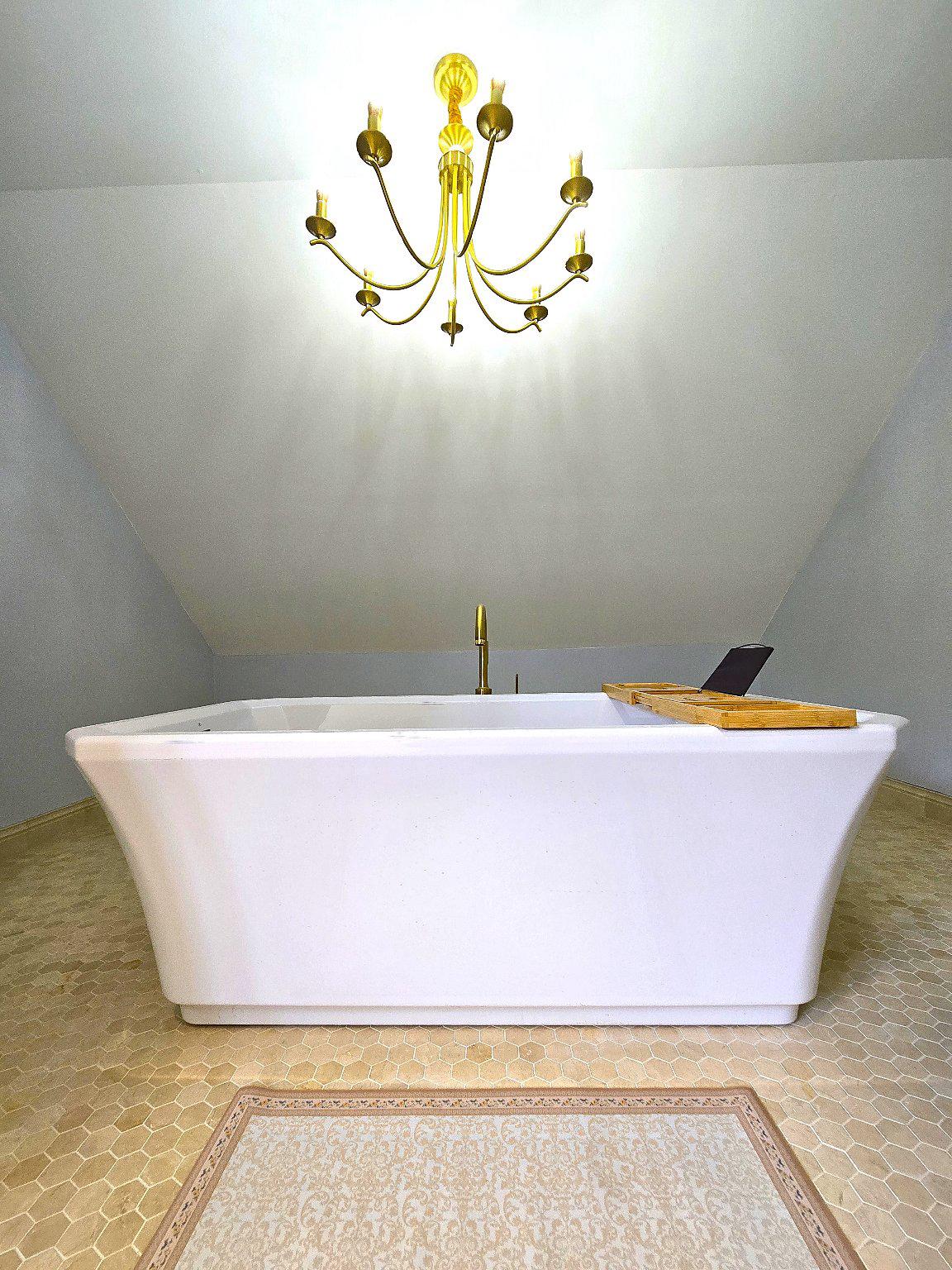126 Blackwell Road Pennington, NJ 08534 - Photo 12 of 14 Luxury bath time under a golden chandelier.