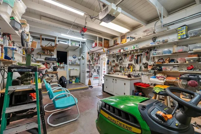 a storage room with furniture