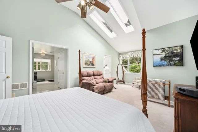 a view of a gym area with gym equipment