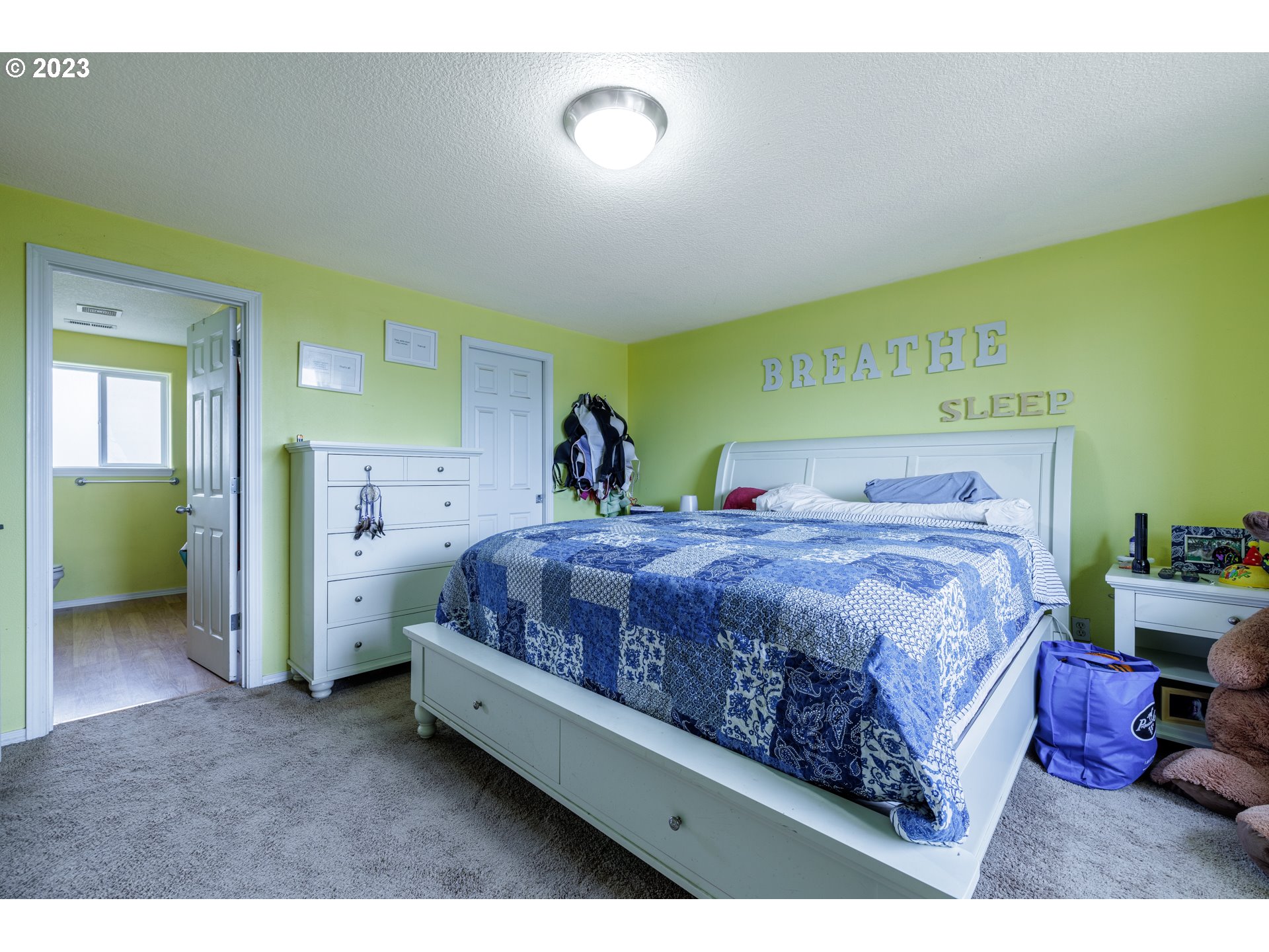 11049 Rees Street Northeast Donald, OR 97020 - Photo 12 of 14 a bed room with a bed and a chandelier