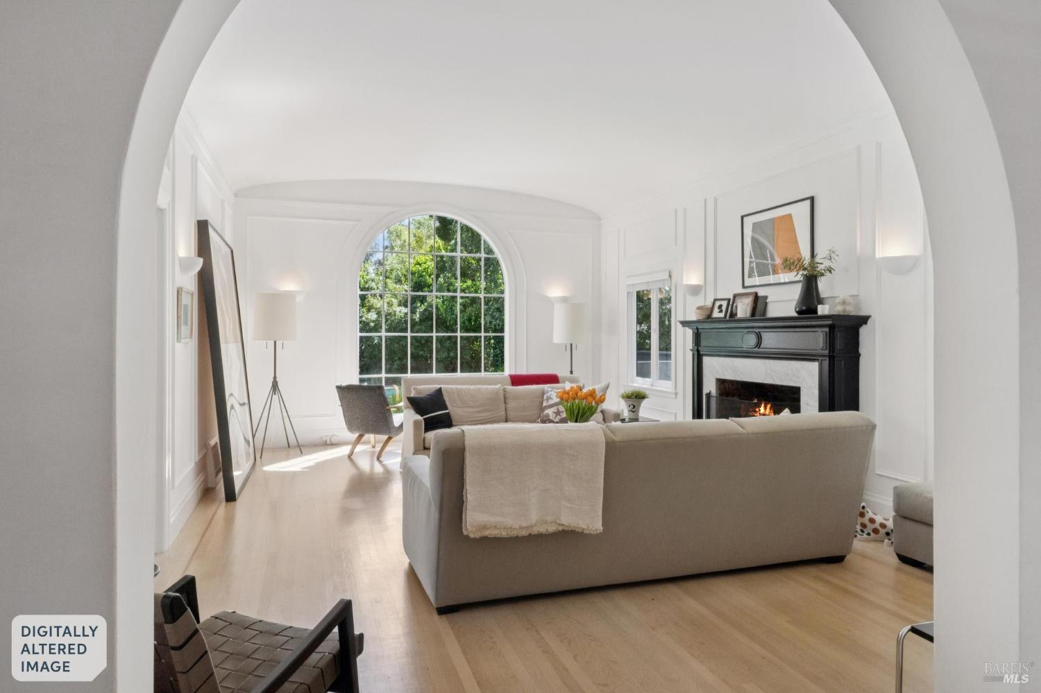 22 Clyde Avenue San Rafael, CA 94901 - Photo 4 of 66 a living room with furniture a large window and a fireplace