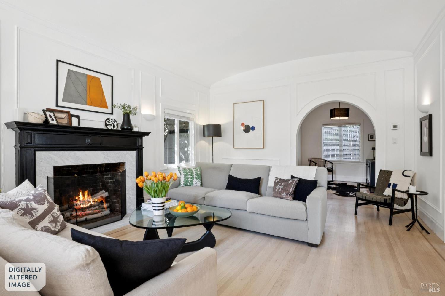 22 Clyde Avenue San Rafael, CA 94901 - Photo 9 of 66 a living room with furniture and a fireplace