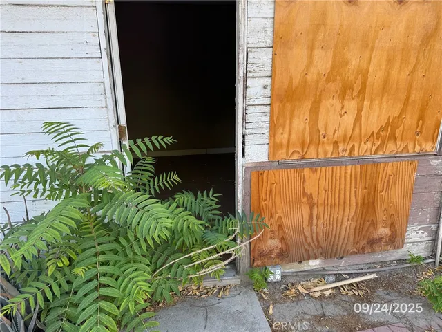 a view of wooden door