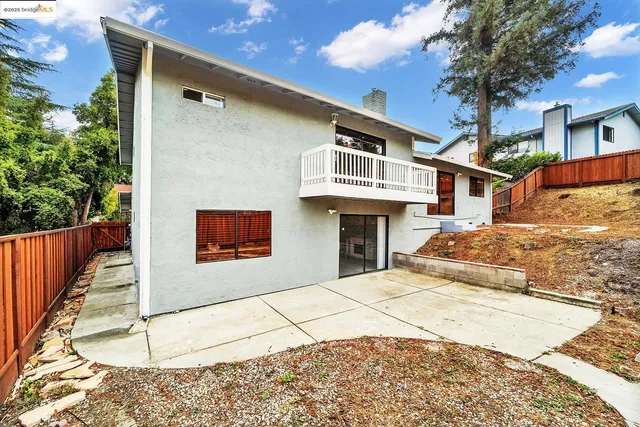 front view of a house with a patio
