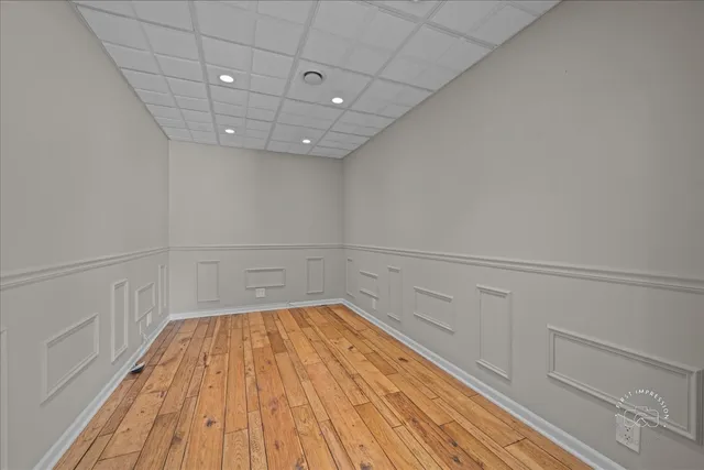 a view of a room with racks on the wall