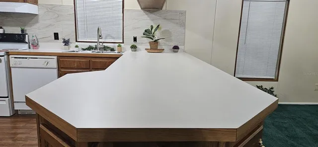 a close view of sink and microwave