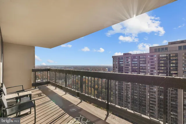 a view of balcony with city view
