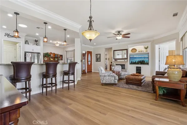 a view of lobby with wooden floor