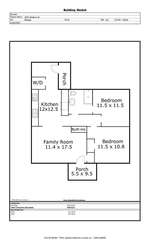 1833 Watkins Street Raleigh, NC 27604 - Photo 16 of 16 Detailed Floorplan