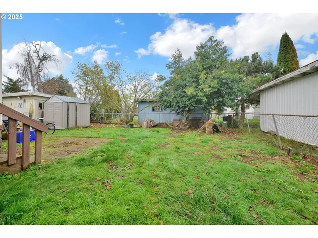 a view of backyard with a garden and entertaining space