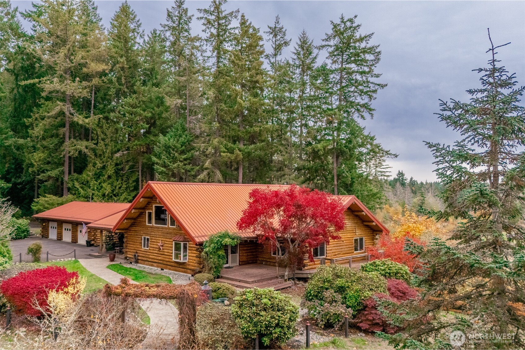 an aerial view of a house