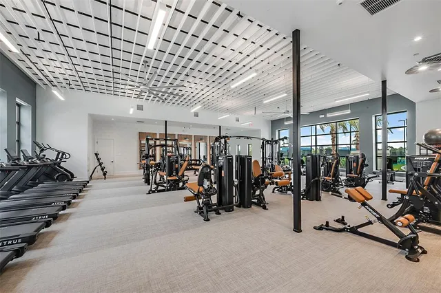 a view of a room with gym equipment