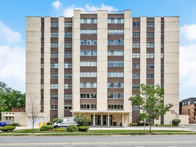 a front view of a multi story building