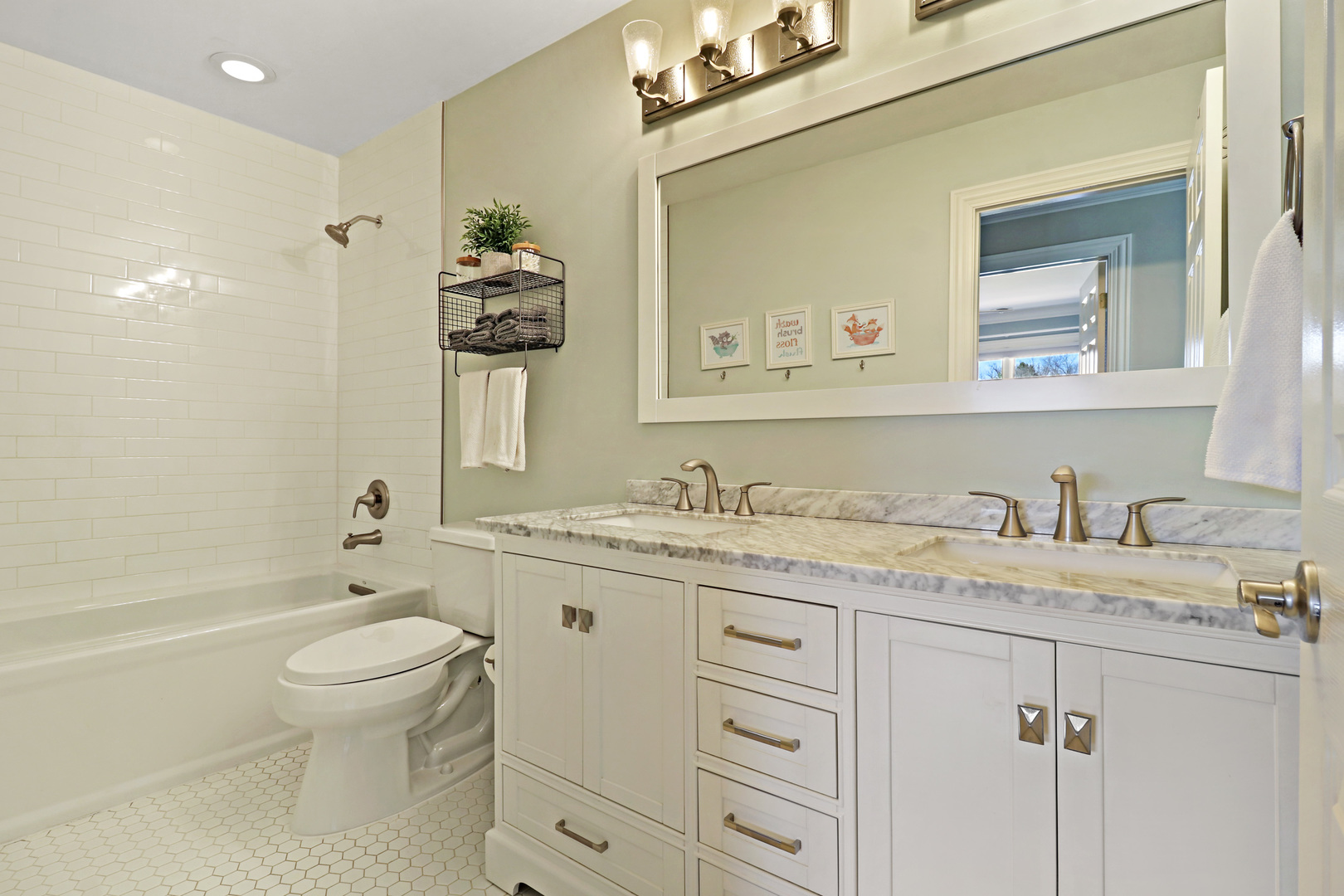 206 Spring Creek Road Barrington Hills, IL 60010 - Photo 25 of 56 a bathroom with a granite countertop sink a toilet and a mirror