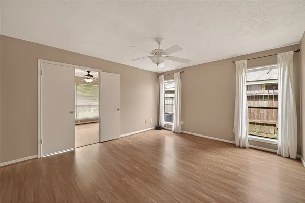 an empty room with windows