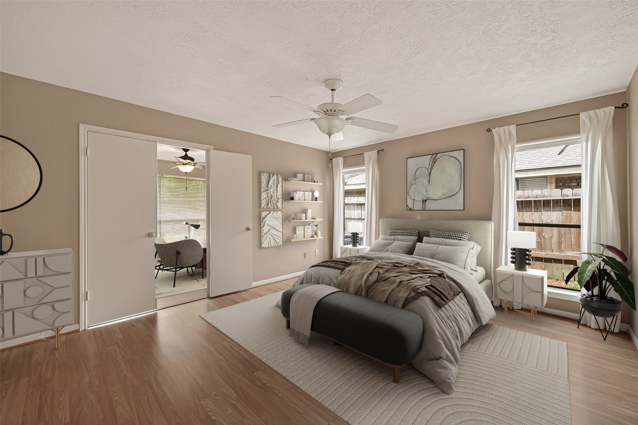 5003 Dawn Lily Drive Spring, TX 77388 - Photo 29 of 49 a bedroom with a bed a couch and a window with the outer view