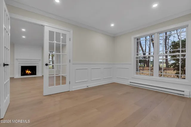 an empty room with windows