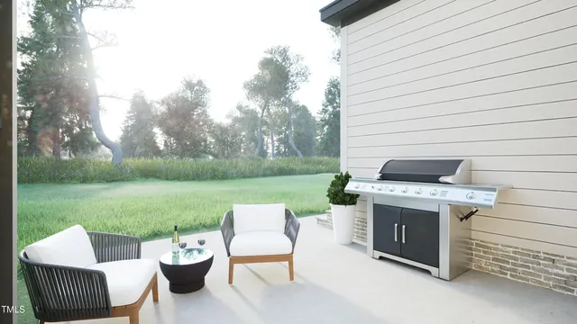a view of a patio with couches chairs and a yard