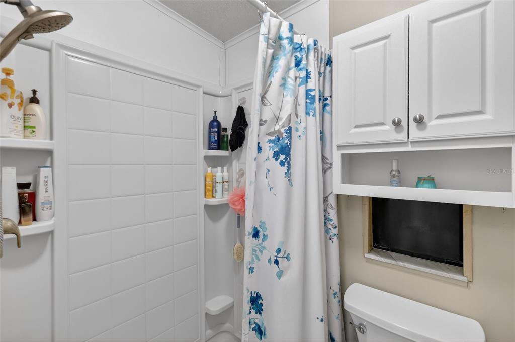 3567 Manatee Road Tavares, FL 32778 - Photo 20 of 45 a bathroom with a toilet and a shower curtain