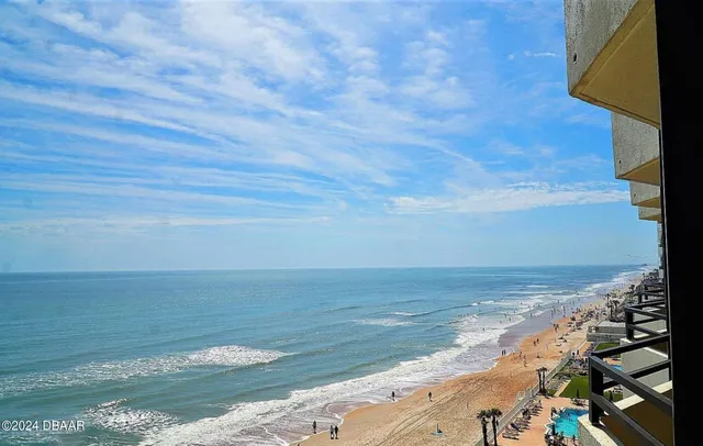 a view of an ocean from a balcony