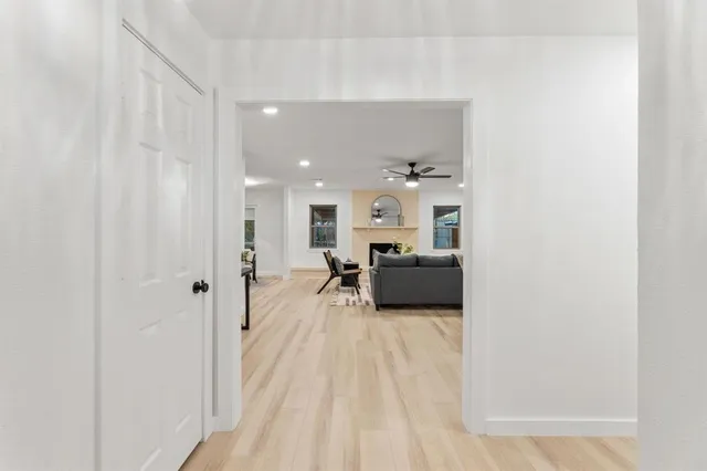 a view of a bedroom with a bed and a couch