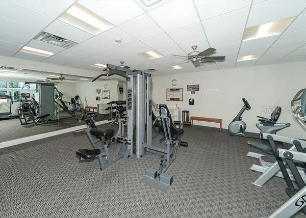 a view of a room with gym equipment
