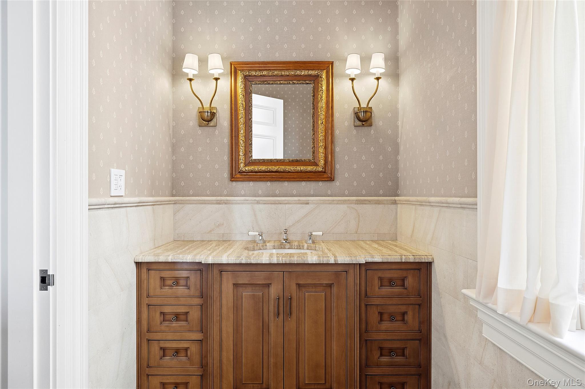 30 Forest Drive Sands Point, NY 11050 - Photo 13 of 27 a bathroom with a granite countertop sink and a mirror