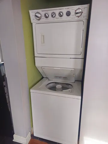 a close up view of washer and dryer