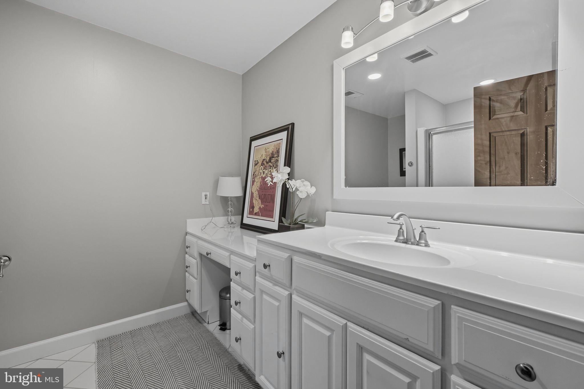 9217 Jeffery Road Great Falls, VA 22066 - Photo 65 of 80 a bathroom with a double vanity sink and a mirror