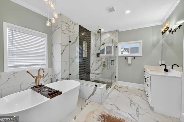 a bedroom with a bed and furniture