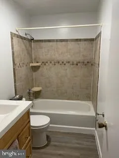 a bathroom with a toilet and a bathtub